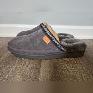 UGG Tasman Charcoal Suede Slippers with Plush Lining
